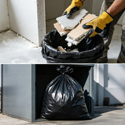 55 Gallon Extra Thick Heavy-Duty Black Trash Bags with Tie Straps, Industrial & Commercial, 52 Count